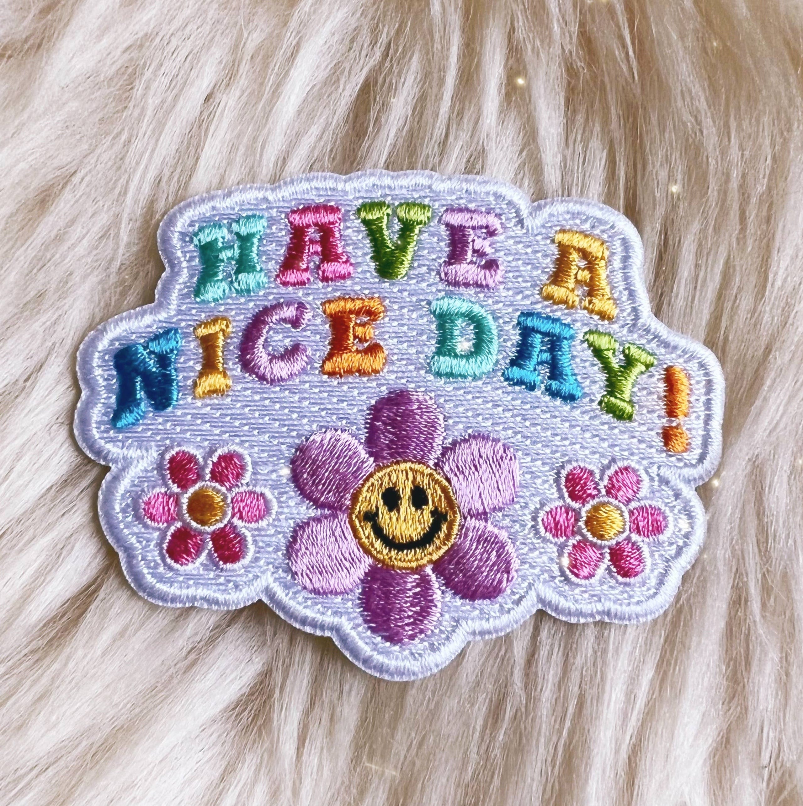Smiley Face Embroidered Applique Patch